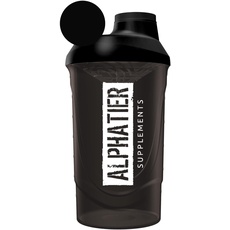 Alphatier Beastmode Shaker schwarz 600 ml für unterwegs - Sport Fitness Bodybuilding - mit Schraubverschluss und Siebeinsatz - BPA-frei Classic black