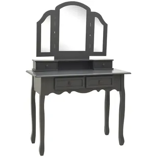 vidaXL Schminktisch-Set mit Hocker Grau 100x40x146 cm Paulownia-Holz - Grau