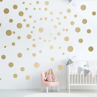 ELES VIDA - Goldene Wandtattoo Punkte fürs Kinderzimmer - 100 Wandsticker Set - Pastell Farben für Baby zum Kleben Sticker Wanddeko - Wandfolie Dots Kreise - AUS DEUTSCHLAND