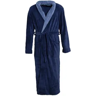 CELINATEX Nevada Bademantel Damen Herren S dunkel blau mittel blau Mikrofaser Saunamantel Coral Fleece Morgenmantel