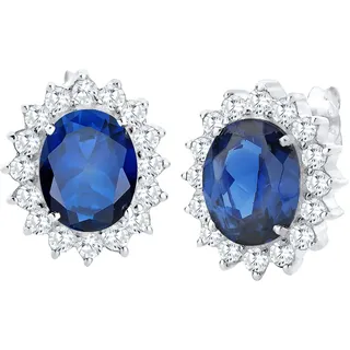 Elli Ohrringe Damen Kreis elegant royal mit synthetischem Saphir und Zirkonia Kristallen in 925 Sterling Silber