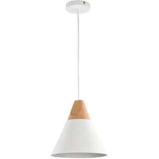 Maytoni Pendelleuchte , Weiß , Holz, Metall , konisch , 13.7 cm , Ce , beliebig kürzbar, gleichmäßige Lichtverteilung , Lampen & Leuchten, Innenbeleuchtung, Hängeleuchten, Pendelleuchten