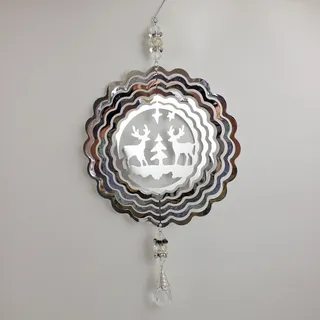 Weihnachten Laser Schnitt Metall Wandbehang Drehmeißel Deko Mit Rentier - Silber