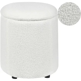 Beliani Pouf mit Stauraum Bouclé Cremeweiß Maryland , Weiß , Textil , Rund , 38x40x38 cm , Wohnzimmer, Sessel, Hocker & Hockerbänke, Poufs