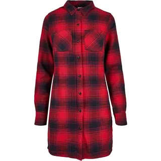 URBAN CLASSICS Shirt Check Kleid bleu foncé / rouge XS