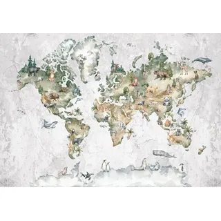 Vlies Fototapete Kinderzimmer Weltkarte Kinder TAPETE XXL Mädchen Junge - #4 - 416x254 cm - 4 Bahnen