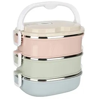 lyrlody Thermo-Lunchbox aus Edelstahl -Box mit 1/2/3 Tragbarer Luftdichter Lunchbox mit Griff für Erwachsene und Kinder(3 Schichten)