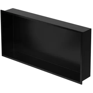 luxebath Wandnische aus Edelstahl, 60x30x10 cm, Schwarz, Duschnische mit Rahmen, Einbauregal, Flexibler Einbau, Befliesbare Nische für Badutensilien,