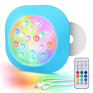 LyLmLe Wiederaufladbare LED Pool Lichter, 14cm Voll Wasserdicht RGBW Unterwasserscheinwerfer mit Fernbedienung,Dauert bis zu 40H, Magnetische Poolbeleuchtung für Stahlwandpool Framepool Gfk/Holzpool