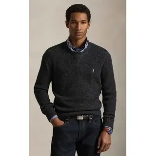 Polo Ralph Lauren für Herren. 710P04307003 Dunkelgrauer Pullover aus Waffelstrick aus Baumwolle und Wolle (S), Lässig