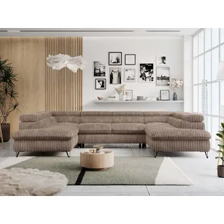 MKS Meble MKS Wohnlandschaft, Braun, 6-Sitzer, U-Form, 346x76x208 cm, Wohnzimmer, Sofas & Couches, Wohnlandschaften, Wohnlandschaften in U-Form