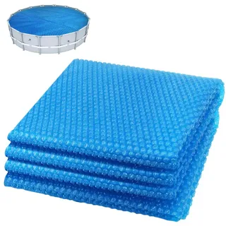 VOUNOT Pool Solarabdeckplane Rund Ø 366 cm, Premium Pool Solarplane Stärke 120 μm, Solarfolie Pool Zuschneidbar, Solarabdeckung Poolheizung Wassererwärmung Wärmeplane Blau