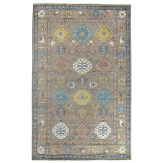 HAMID - Brauner Gadea-Kazak-Teppich, 100% Wolle, Orientteppich für Wohnzimmer, Schlafzimmer... (300 x 200)