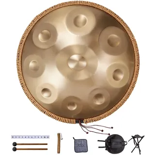 VEVOR Handpan, 55 cm, 9 Noten, D-Moll-Handtrommel, Drum-Instrument mit Schlägeln, 440-Hz-Handpan-Ständer & Tragetasche, Heilende Klangtrommel aus Stahl, Schlaginstrumente für Erwachsene & Anfänger