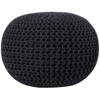 Beliani Pouf Conrad 50/50/35 cm , Schwarz , Textil , Rund , 50x35x50 cm , Wohnzimmer, Sessel, Hocker & Hockerbänke, Poufs