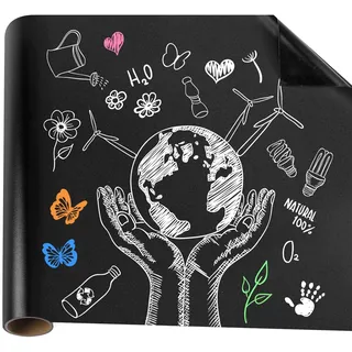 Tafelfolie Magnetische Selbstklebend 40 × 60 cm kreidetafel Klein Schwarzer Selbstklebend Abwischbar Kreidefolie für Schulen Büros Schreiben oder Basteln