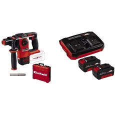 Einhell Akku-Bohrhammer HEROCCO Power X-Change (Li-Ion, 18 V, 2.2 Joule, 18 Nm, bürstenloser Motor, pneumatisches Schlagwerk, SDS+ Werkzeugaufnahme, inkl. E-Box, 2x 4,0 Ah Akku und Twincharger)