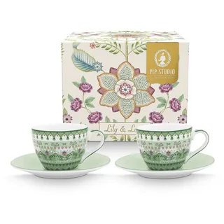 Pip Studio Lily&Lotus Light Green Espressotasse mit Untertasse 120ml Set2
