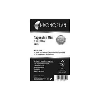 CHRONOPLAN Kalendereinlage 2026 Tagesplan Mini (7,9 x 12,5 cm)