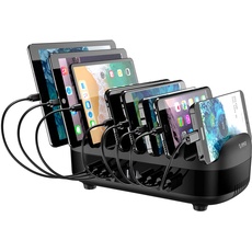 ORICO 120W Ladestation f ̈1r mehrere Geräte 10 Ports Smart USB Charging Docking Organizer mit K ̈1hlventilator Kompatibel f ̈1r iPhone, iPads, Samsung, Android Phone und Tablets
