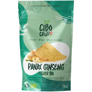 Panax Ginseng Pulver Bio - 75g. Enthält Ginsenoside Proteine ​​und Ballaststoffe. Bekannt als Koreanischer oder Asiatischer Ginseng.