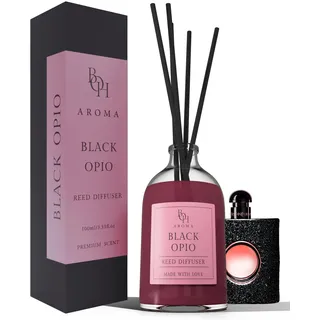 Raumduft Black OPIO | Reed Diffuser mit 5 Duftstäbchen | 100ml | Lufterfrischer mit Duftstäbchen für die Wohnung | Diffuser mit Stäbchen | Raumduft inspiriert von Luxusparfums