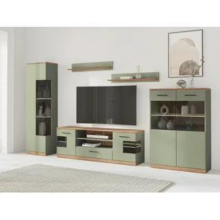 OTTO home Home affaire Wohnwand »Ribe,Set-5 St.,Oberplatten Eiche massiv,viel Stauraum« 5 Stk. tlg.