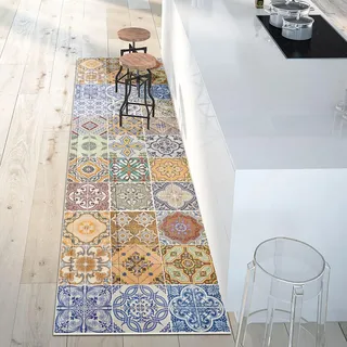 CREARREDA Läufer Teppich Küchenteppich Spring Tile Carpet 50x240 Isolierend, feuerhemmend, Kratzfest, hypoallergen, leicht zu waschender Vinyl Teppich. Komplett in Italien hergestellt