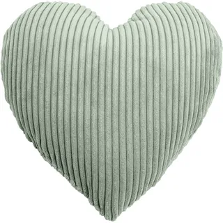 Dekokissen MAGMA HEIMTEX "SHARA Herzkissen", salbei, cord herz gestreift, B:0cm H:8cm L:43cm, Bezug Außenkissen: 95% Polyester, 5% Nylon. Füllung: 100% Polyester, Dekokissen_Sitzkissen_Kissenhüllen, Dekokissen, Kuscheliges Herzkissen mit Cord-Charme