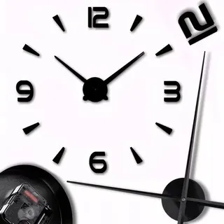 Moderne 3D-Wanduhr für Wohnzimmer, Schlafzimmer und Büro - schallisarm, einfache Montage, verstellbare Größe 70-130 cm - Schwarz