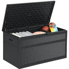 YITAHOME 870 Liter Groß Gartenbox Wasserdicht, Abschließbarem Outdoor Kissenbox, Garten Auflagenbox Wetterfest Aufbewahrungsbox für Gartengeräten Poolzubehör Spielzeug,Schwarz,161 x 82 x 83cm