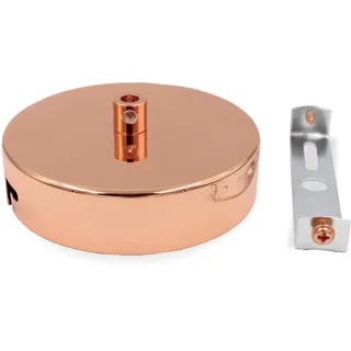 Metall Baldachin (Decken Rose) mit Bajonett-Befestigung/Deckenbaldachin für Hängeleuchte inkl. Zugentlastung | Ø 100 mm | Höhe 25 mm (Kupfer/Rosegold)