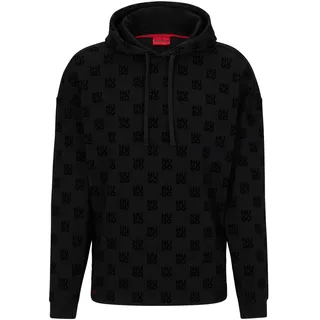 Hugo BOSS Men Flock AOP Hoodie Black1, L