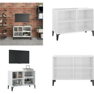 vidaXL TV Schrank mit Metallbeinen Hochglanz Weiß 69,5x30x50cm - TV-Schrank - TV-Schränke - Sideboard - Sideboards - Weiß