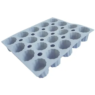 de Buyer - Form mit 28 Mini-Canelés Bordelais ELASTOMOULE aus Silikonschaum - Durchmesser 3,5 cm, 30 x 17,6 cm - 1856.01D, Grau