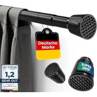LOBUX® - Gardinenstange ohne bohren [schwarz, 70-120cm] – Teleskopstange Vorhang ausziehbar – Duschstange ohne bohren – Vorhangstange, Duschvorhangstange, Kleiderstange, Klemmstange Katzennetz