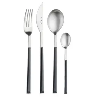 Pintinox Besteckset , Schwarz, Edelstahlfarben , Metall, Kunststoff , 24-teilig , 7x5.3x25.5 cm , ISO 9001 , rostfrei, lebensmittelecht , Besteck, Besteck-Sets