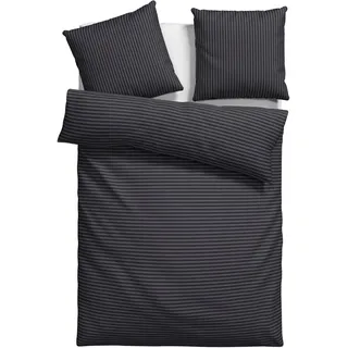 Bruno Banani Bettwäsche "Jassen" 2 moderne Bettwäsche aus Baumwolle, Streifen-Design, mehrere Qualitäten, schwarz, grau