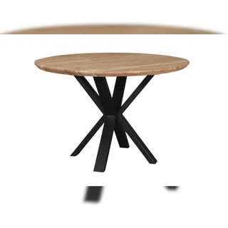 Sam Runder Esszimmertisch Akazie naturfarben Schweizer Kante 120 cm Spider-Gestell schwarz KIMBERLY