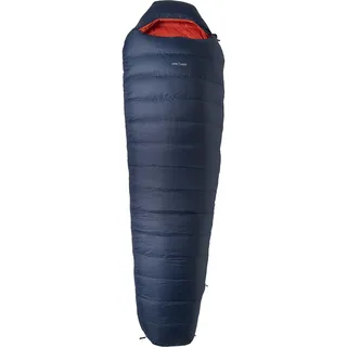 LOWLAND OUTDOOR Unisex-Adult KIBO Daunen Schlafsack, Navy Blue/Orange, 225 x 80 cm