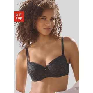 Schalen-BH VIVANCE, Damen, Gr. 80, Cup B, schwarz, Microtouch, Obermaterial: 63% Polyamid, 27% Polyester, 10% Elasthan, BHs Schalen-BH, aus Spitze in Leo-Optik im modischen Balconnet-Schnitt, Dessous