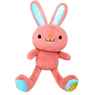 Bauer Spielwaren 12282 Stretch Buddies Hase, 38 cm mit Stickereien, pink,