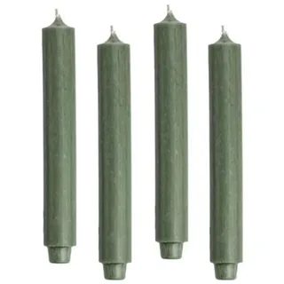 ukiyo 4er Pack Rustikale Stabkerzen H:30 cm Ø:3,2 cm - 21 Stunden Brenndauer - Dicke Kerzen Dinnerkerzen Tafelkerzen Kirchenkerzen, Farbe:Ölgrün