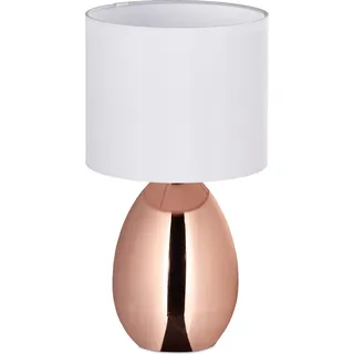 relaxdays Tischlampe Metall & Stoff - Kupfer