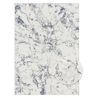 Primaflor In- & Outdoorteppich SKYLINE - Marble - 120x170cm - Weiß Grauer Lounge-Teppich in Mamor Steinoptik für Balkon & Terrasse - Flachgewebter Wohnteppich ideal als Terrassenteppich & Balkonteppich - Weiß, Grau