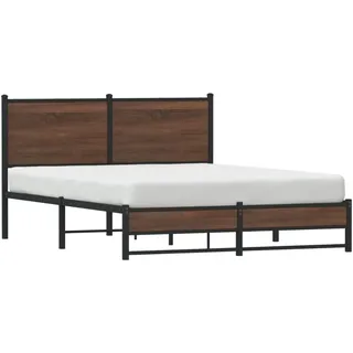 vidaXL Metallbett ohne Matratze Braun Eichen-Optik 140x190 cm - Braun