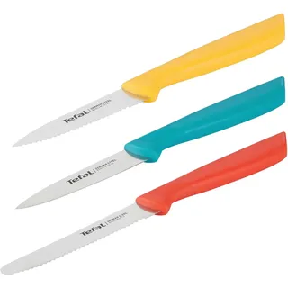 Tefal Colorfood Messerset 3-tlg. Universalmesser (10 cm)/Schälmesser (8 cm) gezahnt, Schälmesser (8 cm) glatt Weiß