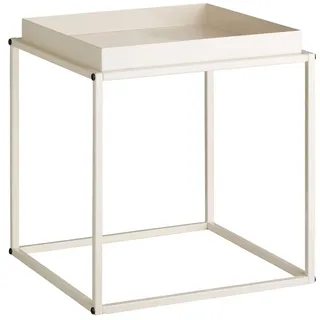 tectake Beistelltisch Cambridge, 40 x 40 x 44 cm, creme , Creme , Metall , Beton Optik , 40x44x40 cm , Wohnzimmer, Wohnzimmertische, Beistelltische