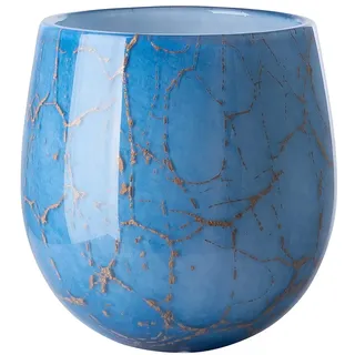 Tischvase FINK "COSMIC", blau, goldfarben, B:14cm H:16,5cm T:14cm Ø:14cm, Vasen, Tischvase
