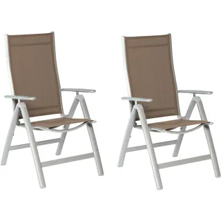 Merxx Gartensessel Carrara taupe 2er Set - Aluminium/Textil - Silber